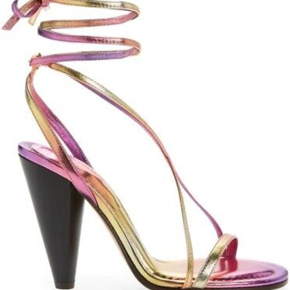 ISABEL MARANT Aliza Ombré Metallic Leather Sandals Pink/Gold Women Size 40  NEW - Picture 1 of 7